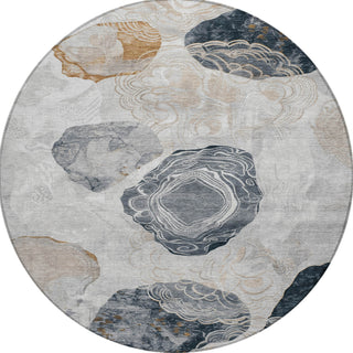Piper Looms Chantille Geometric ACN1686 Gray Machine Washable Area Rug Round Main Image