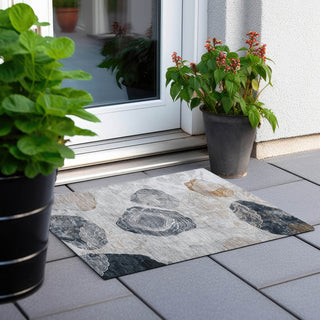 Piper Looms Chantille Geometric ACN1686 Gray Machine Washable Area Rug Scatter Outdoor Lifestyle Image Feature