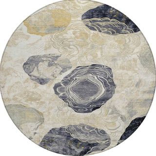 Piper Looms Chantille Geometric ACN1686 Ivory Machine Washable Area Rug Round Main Image