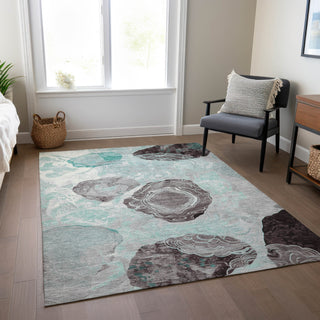 Piper Looms Chantille Geometric ACN1686 Teal Machine Washable Area Rug Lifestyle Image Feature