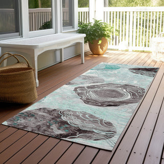 Piper Looms Chantille Geometric ACN1686 Teal Machine Washable Area Rug Runner Outdoor Lifestyle Image Feature