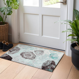 Piper Looms Chantille Geometric ACN1686 Teal Machine Washable Area Rug Scatter Lifestyle Image Feature