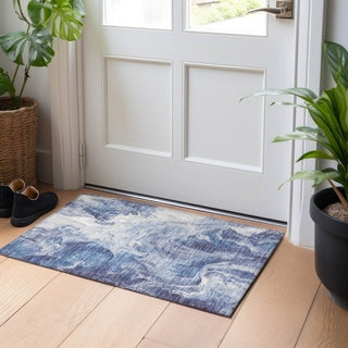 Piper Looms Chantille Abstract ACN1687 Blue Machine Washable Area Rug Scatter Lifestyle Image Feature