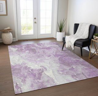 Piper Looms Chantille Abstract ACN1687 Lavender Machine Washable Area Rug Lifestyle Image Feature