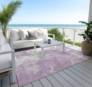 Piper Looms Chantille Abstract ACN1687 Lavender Machine Washable Area Rug Outdoor Lifestyle Image Feature