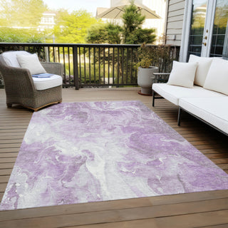 Piper Looms Chantille Abstract ACN1687 Lavender Machine Washable Area Rug Outdoor Lifestyle Image Feature