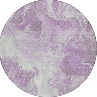 Piper Looms Chantille Abstract ACN1687 Lavender Machine Washable Area Rug Round Main Image