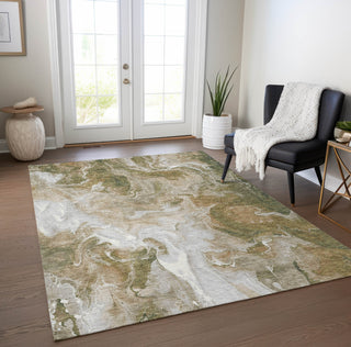 Piper Looms Chantille Abstract ACN1687 Mocha Machine Washable Area Rug Lifestyle Image Feature