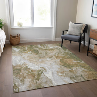 Piper Looms Chantille Abstract ACN1687 Mocha Machine Washable Area Rug Lifestyle Image Feature