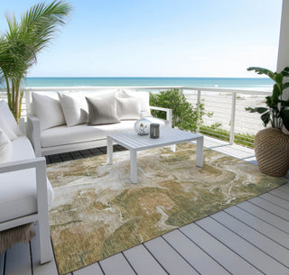 Piper Looms Chantille Abstract ACN1687 Mocha Machine Washable Area Rug Outdoor Lifestyle Image Feature