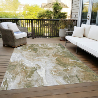 Piper Looms Chantille Abstract ACN1687 Mocha Machine Washable Area Rug Outdoor Lifestyle Image Feature