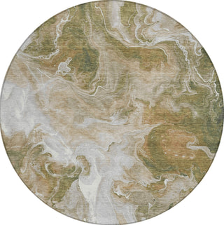 Piper Looms Chantille Abstract ACN1687 Mocha Machine Washable Area Rug Round Main Image