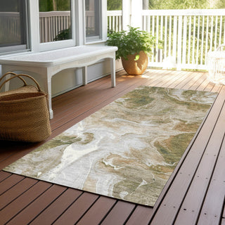Piper Looms Chantille Abstract ACN1687 Mocha Machine Washable Area Rug Runner Outdoor Lifestyle Image Feature