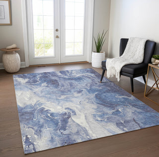 Piper Looms Chantille Abstract ACN1687 Navy Machine Washable Area Rug Lifestyle Image Feature