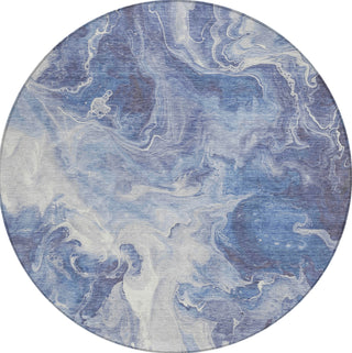 Piper Looms Chantille Abstract ACN1687 Navy Machine Washable Area Rug Round Main Image