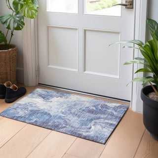 Piper Looms Chantille Abstract ACN1687 Navy Machine Washable Area Rug Scatter Lifestyle Image Feature