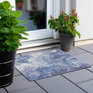 Piper Looms Chantille Abstract ACN1687 Navy Machine Washable Area Rug Scatter Outdoor Lifestyle Image Feature