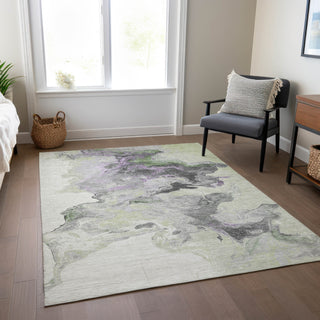 Piper Looms Chantille Abstract ACN1688 Aloe Machine Washable Area Rug Lifestyle Image Feature