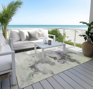 Piper Looms Chantille Abstract ACN1688 Aloe Machine Washable Area Rug Outdoor Lifestyle Image Feature