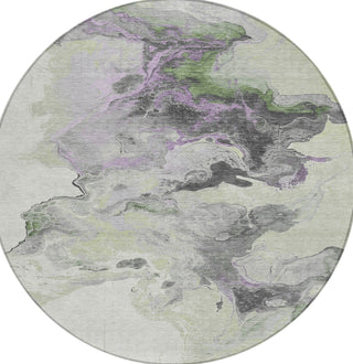 Piper Looms Chantille Abstract ACN1688 Aloe Machine Washable Area Rug Round Main Image