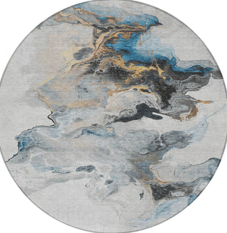Piper Looms Chantille Abstract ACN1688 Gray Machine Washable Area Rug Round Main Image