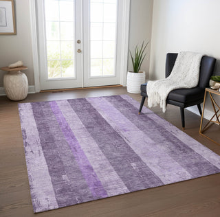 Piper Looms Chantille Stripes ACN1689 Purple Machine Washable Area Rug Lifestyle Image Feature