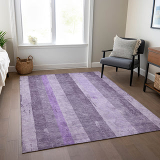 Piper Looms Chantille Stripes ACN1689 Purple Machine Washable Area Rug Lifestyle Image Feature