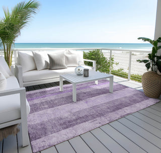 Piper Looms Chantille Stripes ACN1689 Purple Machine Washable Area Rug Outdoor Lifestyle Image Feature