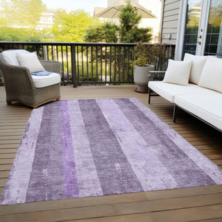 Piper Looms Chantille Stripes ACN1689 Purple Machine Washable Area Rug Outdoor Lifestyle Image Feature