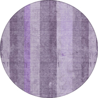 Piper Looms Chantille Stripes ACN1689 Purple Machine Washable Area Rug Round Main Image