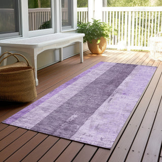 Piper Looms Chantille Stripes ACN1689 Purple Machine Washable Area Rug Runner Outdoor Lifestyle Image Feature