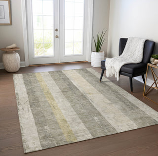 Piper Looms Chantille Stripes ACN1689 Taupe Machine Washable Area Rug Lifestyle Image Feature