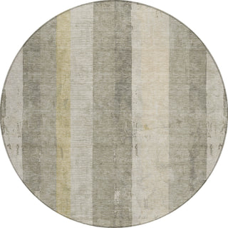 Piper Looms Chantille Stripes ACN1689 Taupe Machine Washable Area Rug Round Main Image