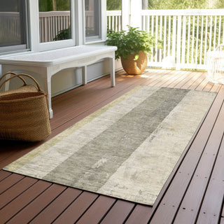 Piper Looms Chantille Stripes ACN1689 Taupe Machine Washable Area Rug Runner Outdoor Lifestyle Image Feature