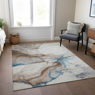 Piper Looms Chantille Abstract ACN1690 Beige Machine Washable Area Rug Lifestyle Image Feature