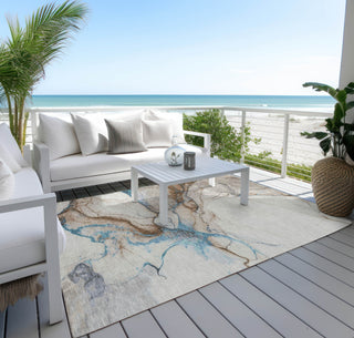 Piper Looms Chantille Abstract ACN1690 Beige Machine Washable Area Rug Outdoor Lifestyle Image Feature