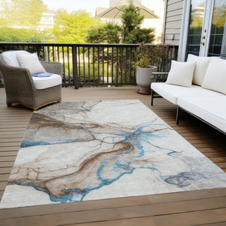 Piper Looms Chantille Abstract ACN1690 Beige Machine Washable Area Rug Outdoor Lifestyle Image Feature