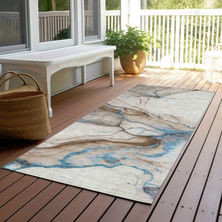 Piper Looms Chantille Abstract ACN1690 Beige Machine Washable Area Rug Runner Outdoor Lifestyle Image Feature