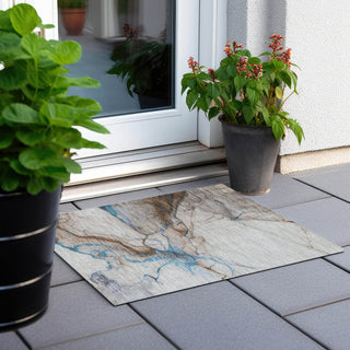 Piper Looms Chantille Abstract ACN1690 Beige Machine Washable Area Rug Scatter Outdoor Lifestyle Image Feature