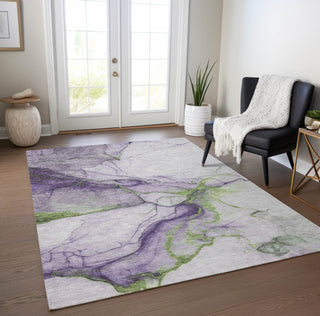 Piper Looms Chantille Abstract ACN1690 Purple Machine Washable Area Rug Lifestyle Image Feature
