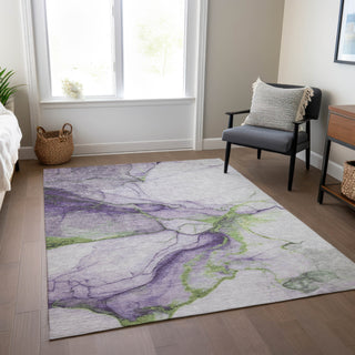 Piper Looms Chantille Abstract ACN1690 Purple Machine Washable Area Rug Lifestyle Image Feature