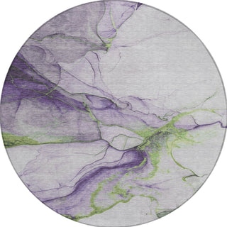 Piper Looms Chantille Abstract ACN1690 Purple Machine Washable Area Rug Round Main Image