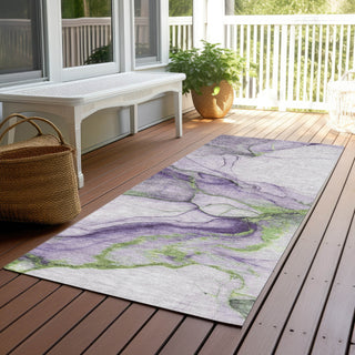Piper Looms Chantille Abstract ACN1690 Purple Machine Washable Area Rug Runner Outdoor Lifestyle Image Feature