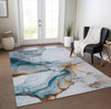 Piper Looms Chantille Abstract ACN1690 Sky Machine Washable Area Rug Lifestyle Image Feature