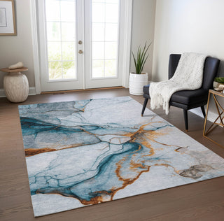 Piper Looms Chantille Abstract ACN1690 Sky Machine Washable Area Rug Lifestyle Image Feature