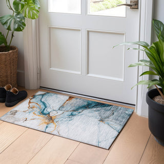 Piper Looms Chantille Abstract ACN1690 Sky Machine Washable Area Rug Scatter Lifestyle Image Feature