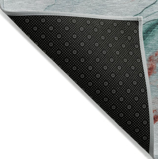 Piper Looms Chantille Abstract ACN1690 Teal Machine Washable Area Rug Backing Image