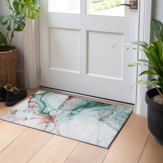 Piper Looms Chantille Abstract ACN1690 Teal Machine Washable Area Rug Scatter Lifestyle Image Feature