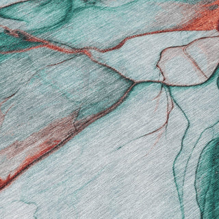 Piper Looms Chantille Abstract ACN1690 Teal Machine Washable Area Rug Swatch Image