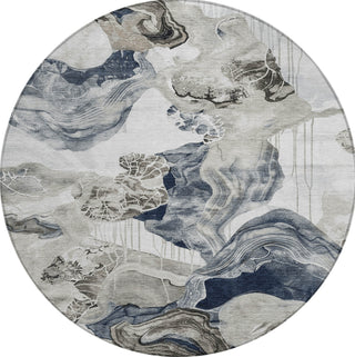 Piper Looms Chantille Abstract ACN1691 Ivory Machine Washable Area Rug Round Main Image